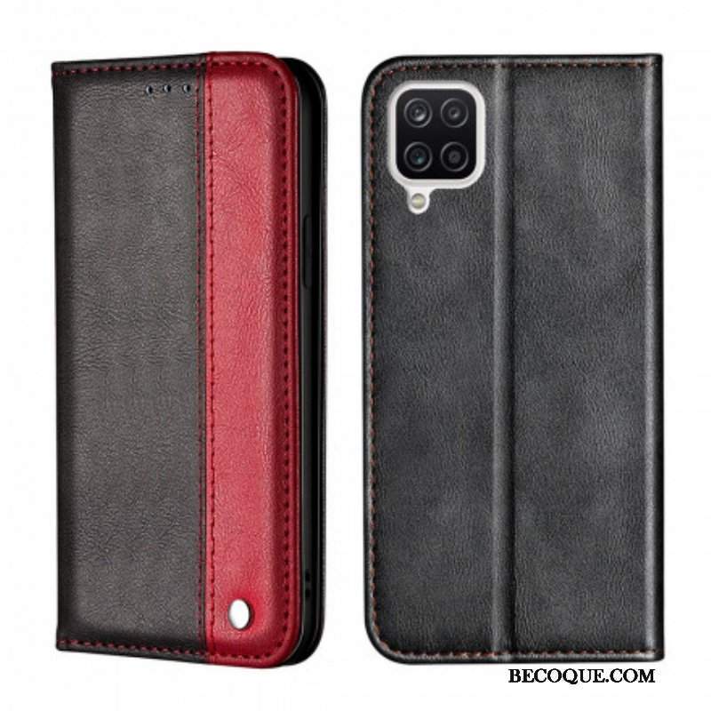 Etui Na Telefon do Samsung Galaxy M12 / A12 Etui Folio Dwukolorowy Efekt Skóry