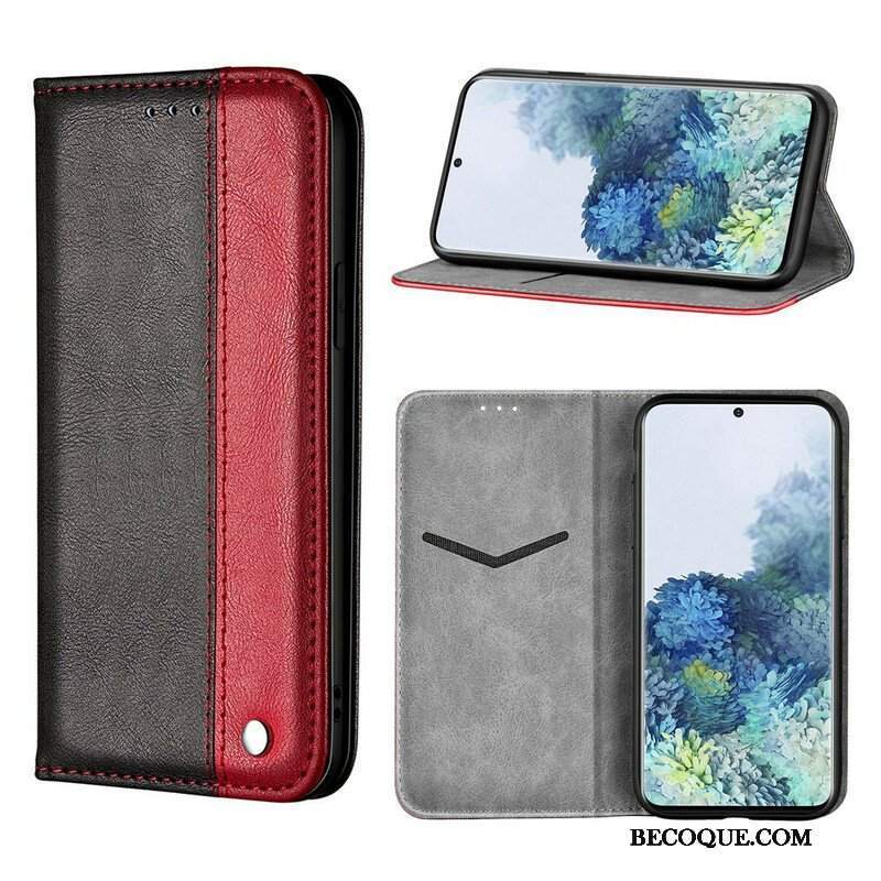 Etui Na Telefon do Samsung Galaxy S21 5G Etui Folio Dwukolorowy Efekt Skóry