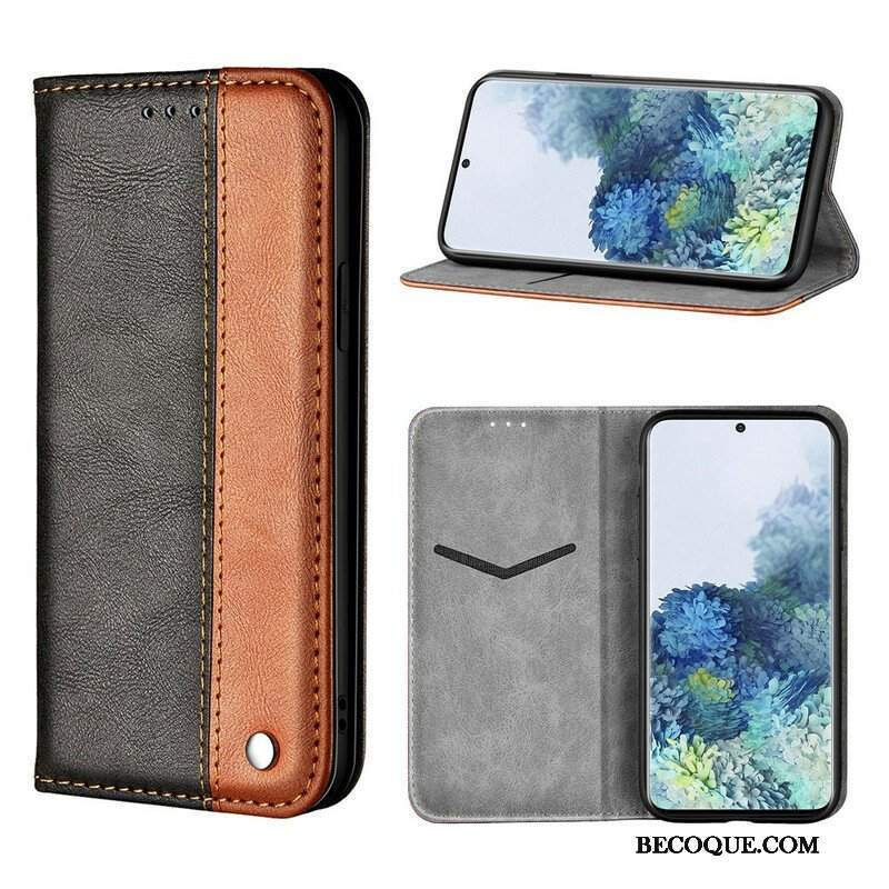 Etui Na Telefon do Samsung Galaxy S21 5G Etui Folio Dwukolorowy Efekt Skóry