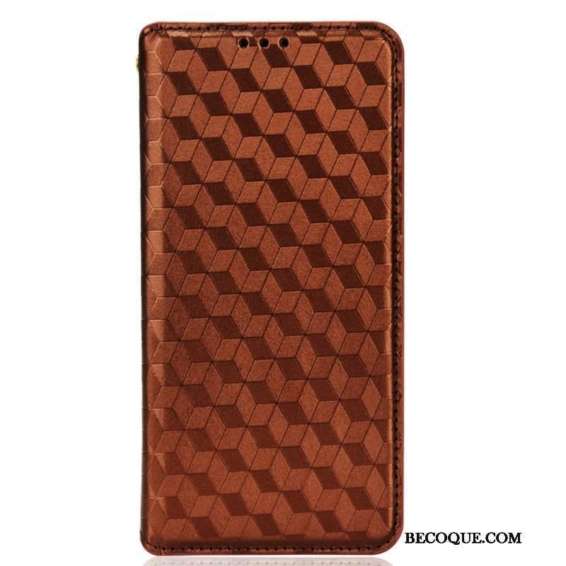 Etui Na Telefon do Samsung Galaxy S22 5G Etui Folio Efekt Diamentowej Skóry