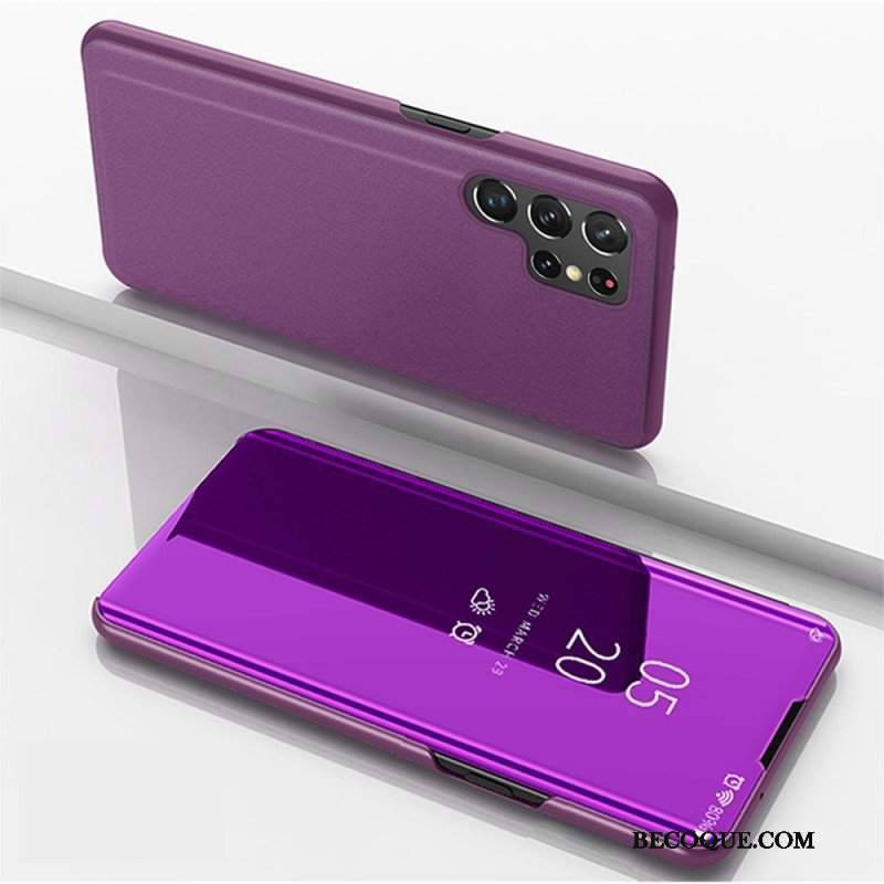 Etui Na Telefon do Samsung Galaxy S22 Ultra 5G Lustro I Sztuczna Skóra