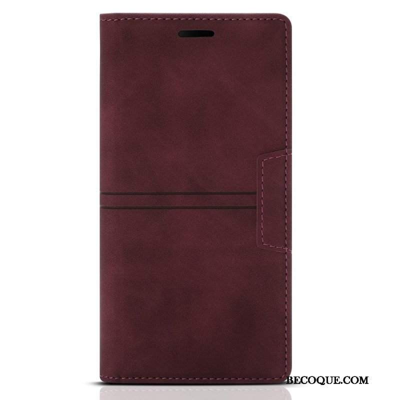 Etui Na Telefon do Samsung Galaxy S23 5G Etui Folio Stylowe Skórzane Przeszycia Magnetyczne Zapięcie