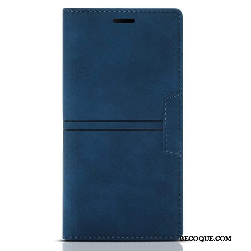 Etui Na Telefon do Samsung Galaxy S23 5G Etui Folio Stylowe Skórzane Przeszycia Magnetyczne Zapięcie