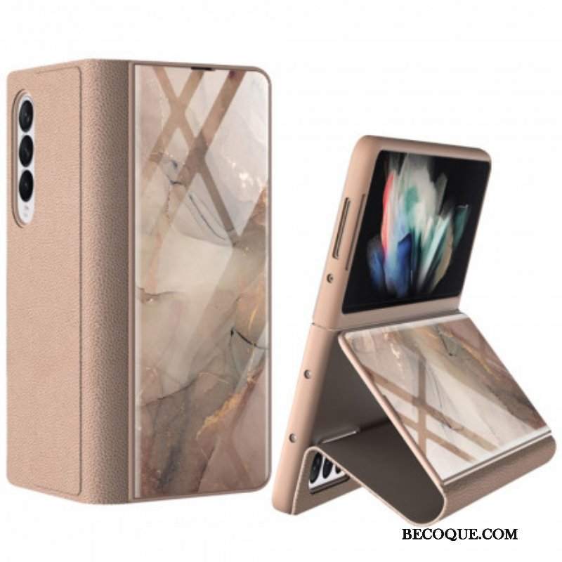 Etui Na Telefon do Samsung Galaxy Z Fold 3 5G Etui Folio Marmurowe Szkło Hartowane Gkk