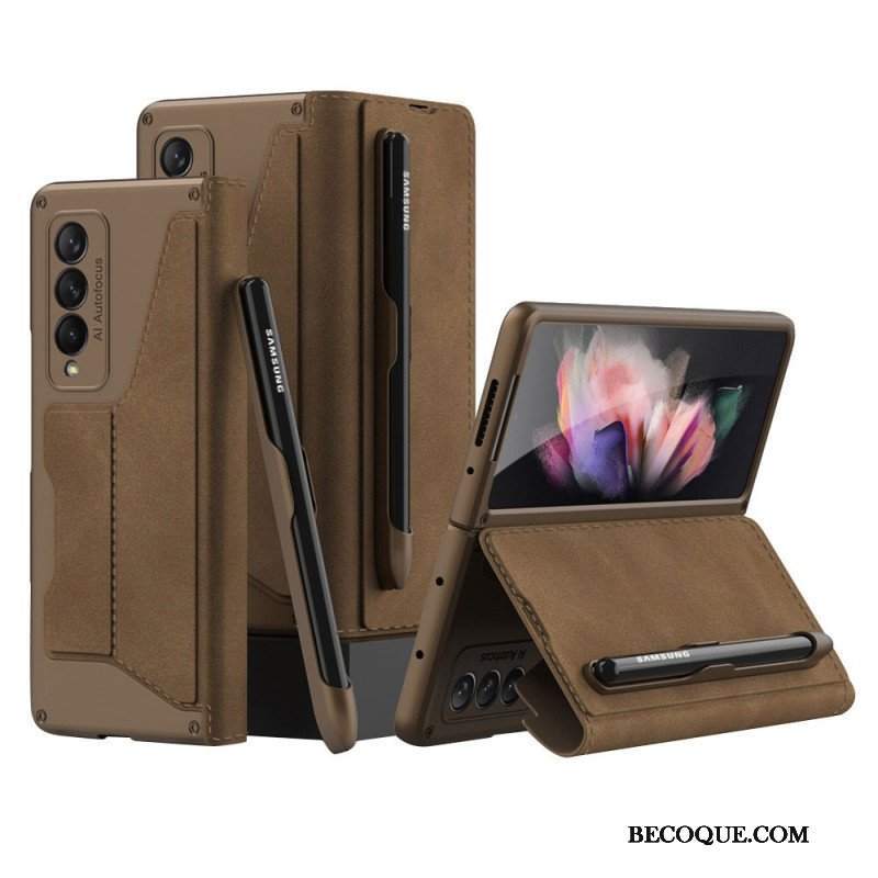 Etui Na Telefon do Samsung Galaxy Z Fold 3 5G Etui Folio Uchwyt Na Rysik Gkk Ze Sztucznej Skóry