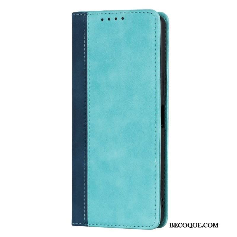 Etui Na Telefon do Sony Xperia 5 IV Etui Folio Dwukolorowy Efekt Skóry