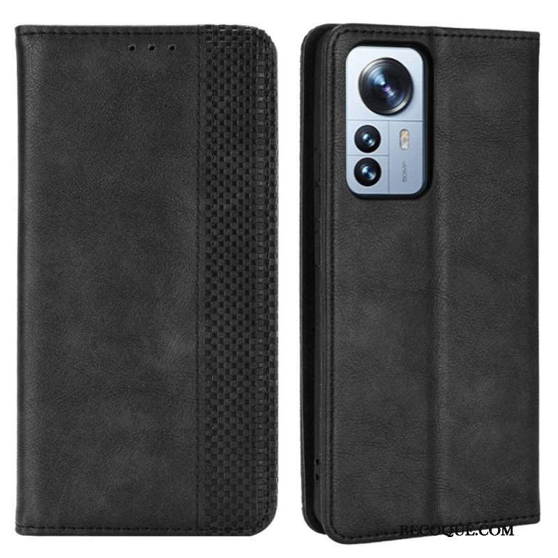 Etui Na Telefon do Xiaomi 12 Pro Etui Folio Stylizowany Efekt Skóry W Stylu Vintage