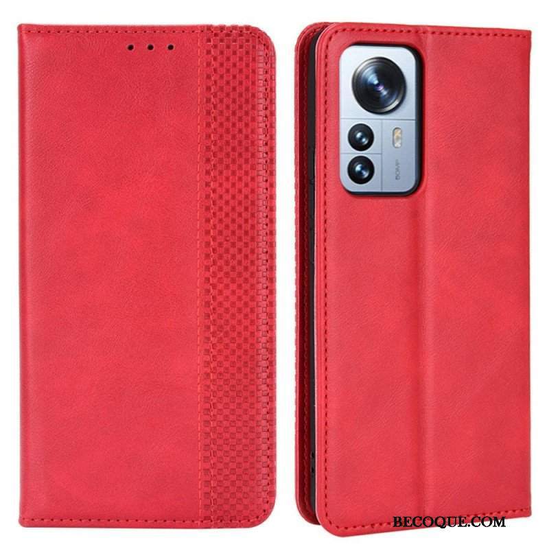 Etui Na Telefon do Xiaomi 12 Pro Etui Folio Stylizowany Efekt Skóry W Stylu Vintage