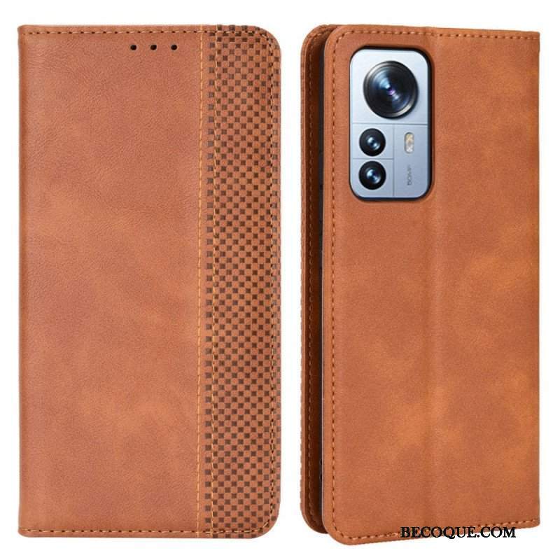 Etui Na Telefon do Xiaomi 12 Pro Etui Folio Stylizowany Efekt Skóry W Stylu Vintage