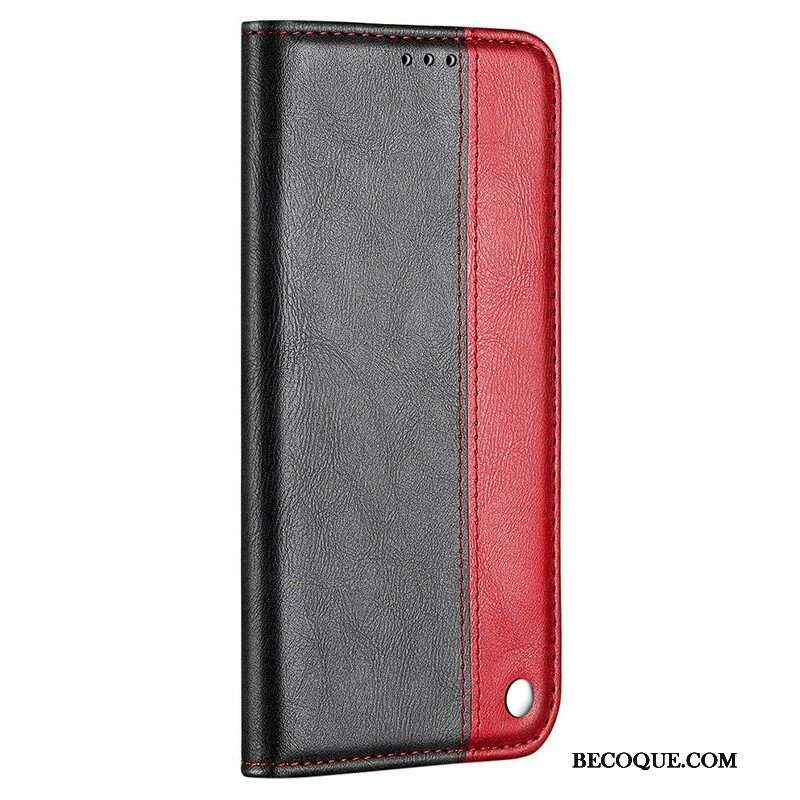 Etui Na Telefon do iPhone 13 Mini Etui Folio Dwukolorowy Efekt Skóry