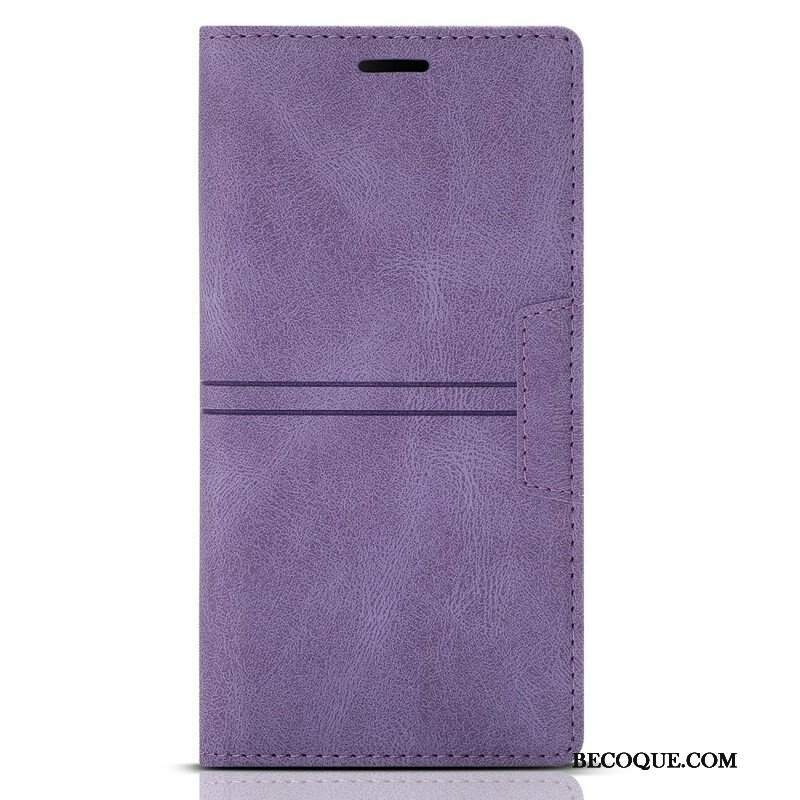 Etui Na Telefon do iPhone 13 Mini Etui Folio Stylowe Skórzane Przeszycia Magnetyczne Zapięcie