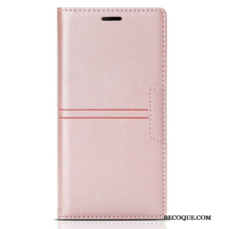 Etui Na Telefon do iPhone 13 Mini Etui Folio Stylowe Skórzane Przeszycia Magnetyczne Zapięcie