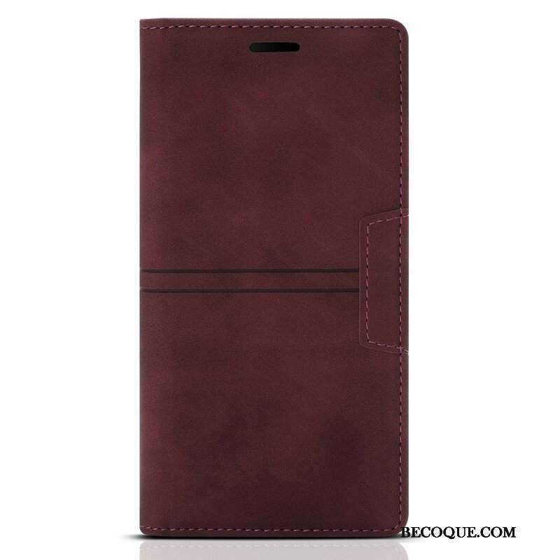 Etui Na Telefon do iPhone 13 Mini Etui Folio Stylowe Skórzane Przeszycia Magnetyczne Zapięcie