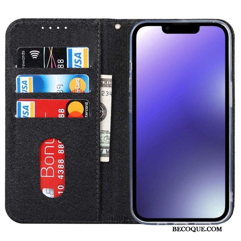 Etui Na Telefon do iPhone 14 Plus Etui Folio Styl Z Miękkiej Skóry Z Paskiem