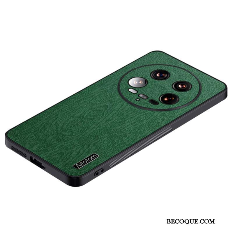 Etui Xiaomi 14 Ultra Tekstura Drewna W Stylu Skóry