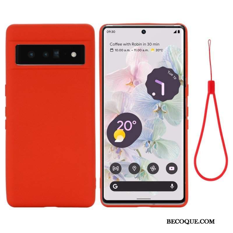 Etui do Google Pixel 7 z Łańcuch Płynny Silikon W Paski