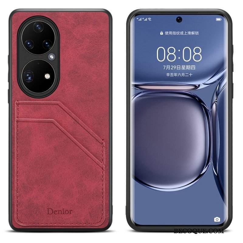 Etui do Huawei P50 Pro Etui Na Karty Z Podwójnymi Przegródkami Denior