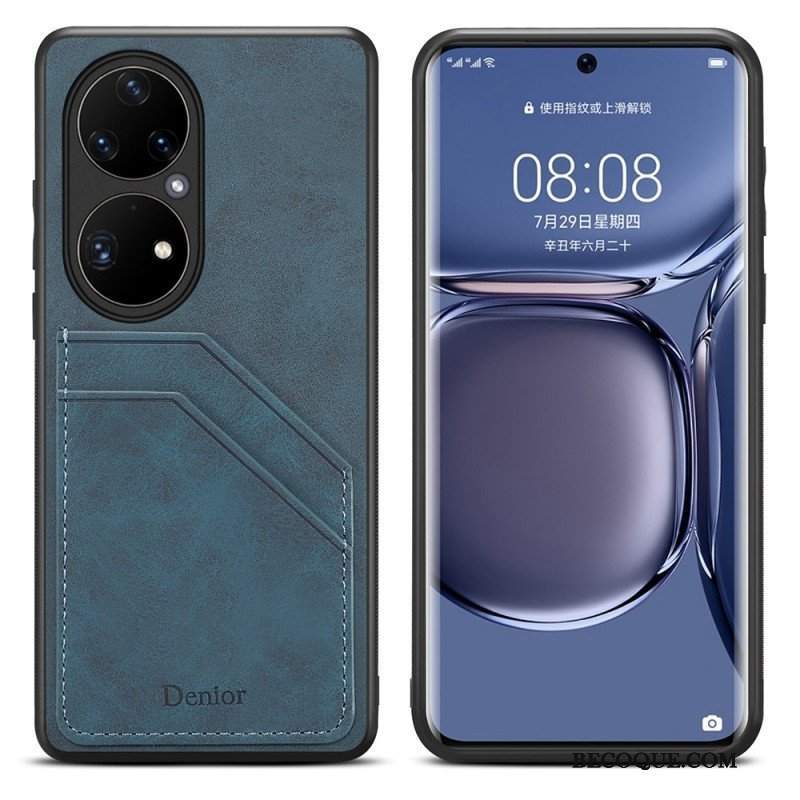 Etui do Huawei P50 Pro Etui Na Karty Z Podwójnymi Przegródkami Denior