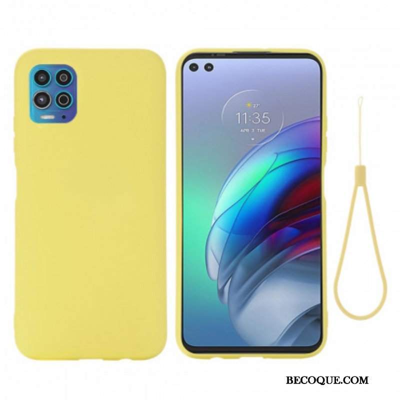 Etui do Moto G100 Płynny Silikon Ze Smyczą