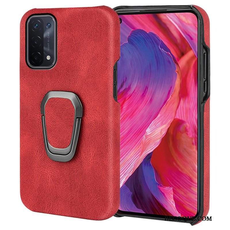 Etui do Oppo A54 5G / A74 5G Uchwyt Na Pierścionek Z Efektem Skóry