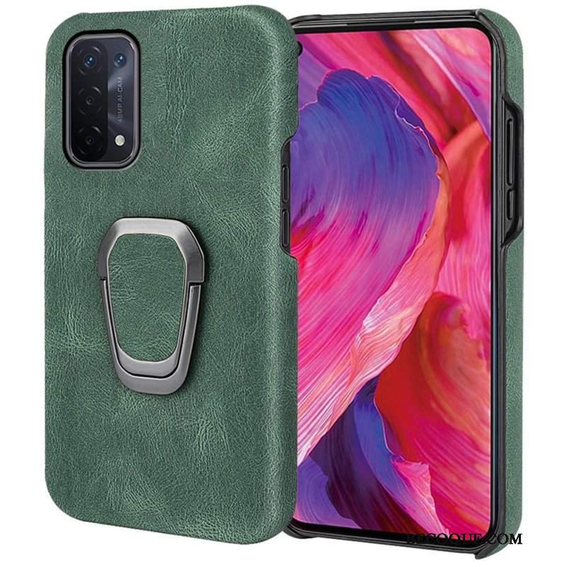 Etui do Oppo A54 5G / A74 5G Uchwyt Na Pierścionek Z Efektem Skóry