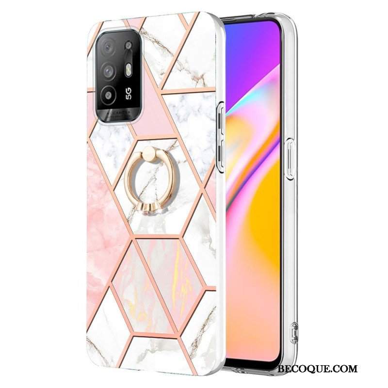 Etui do Oppo A94 5G Geometryczny Marmur Z Pierścionkiem