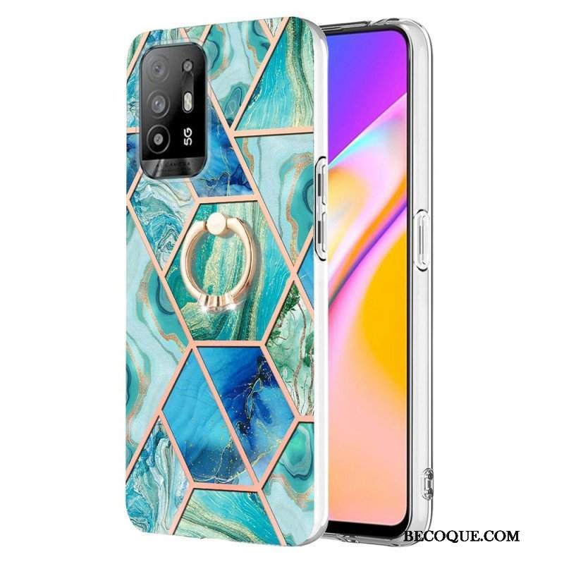 Etui do Oppo A94 5G Geometryczny Marmur Z Pierścionkiem