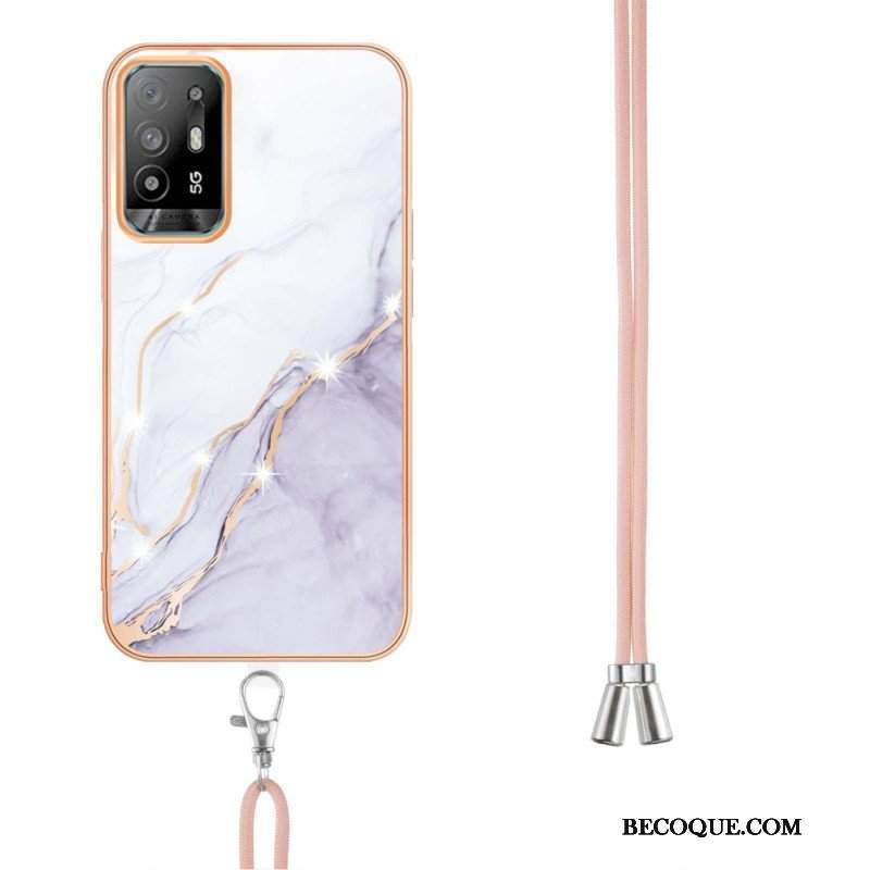 Etui do Oppo A94 5G Marmur Ze Sznurkiem