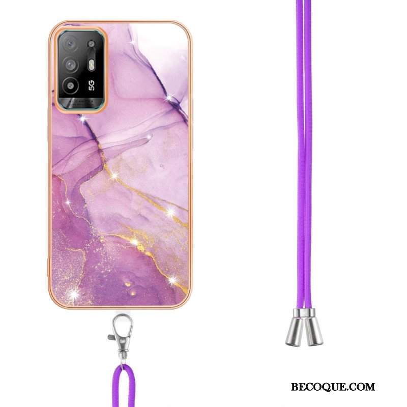 Etui do Oppo A94 5G Marmur Ze Sznurkiem