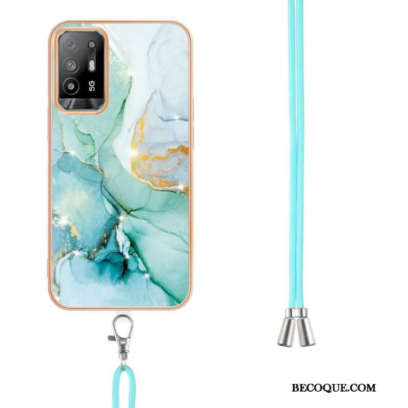 Etui do Oppo A94 5G Marmur Ze Sznurkiem