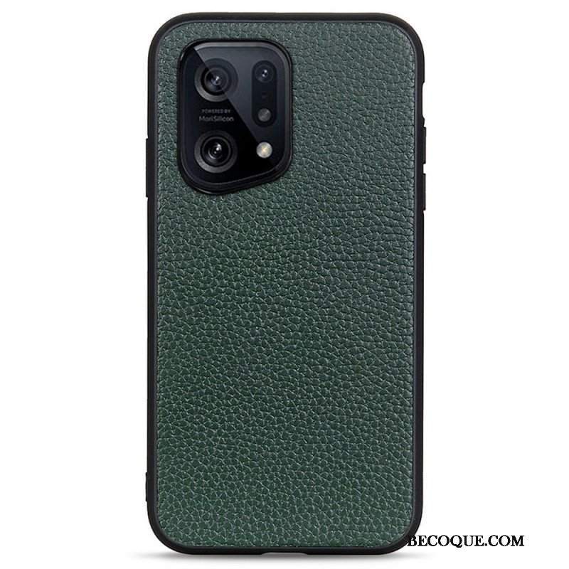 Etui do Oppo Find X5 Prawdziwa Skóra Litchi