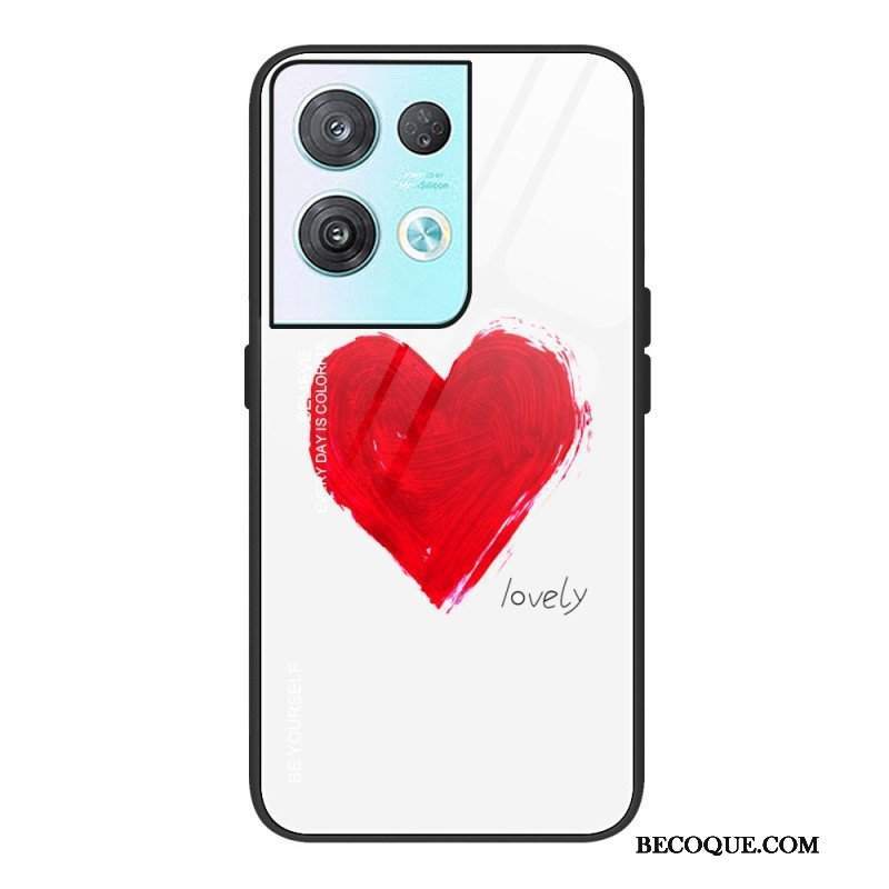 Etui do Oppo Reno 8 Serce Ze Szkła Hartowanego