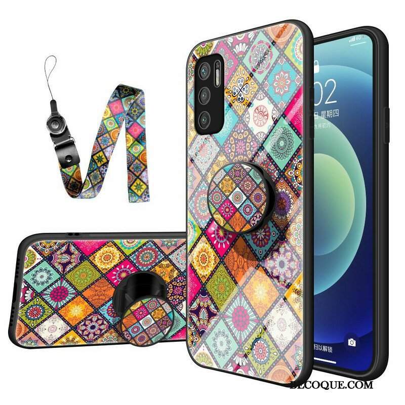 Etui do Poco M3 Pro 5G Patchworkowy Uchwyt Magnetyczny