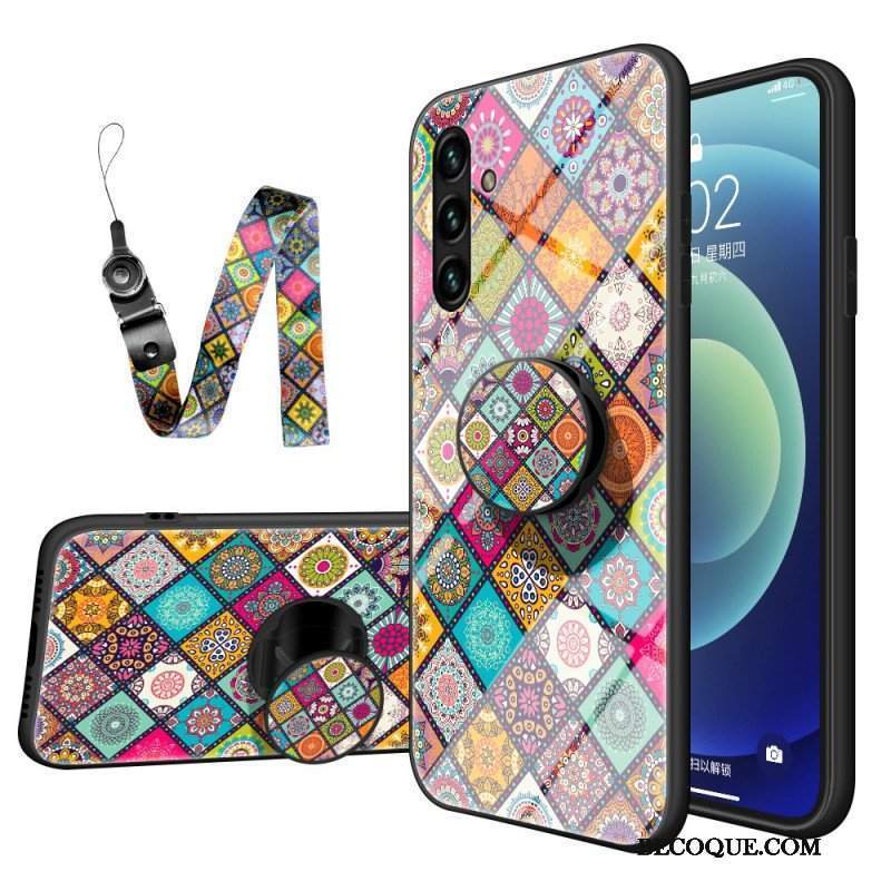 Etui do Samsung Galaxy A13 5G / A04s Patchworkowy Uchwyt Magnetyczny