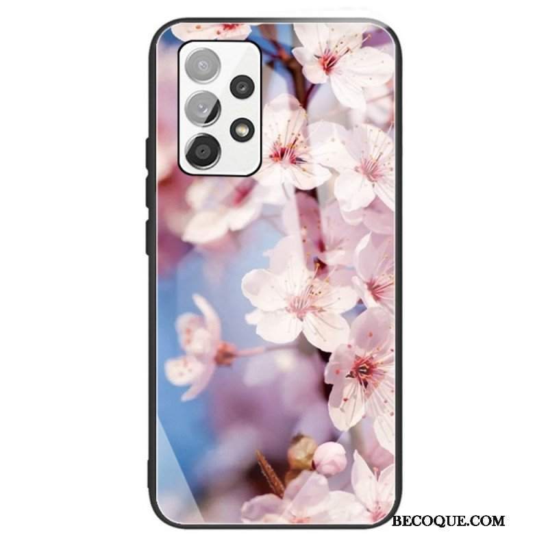 Etui do Samsung Galaxy A13 Kwiaty Ze Szkła Hartowanego