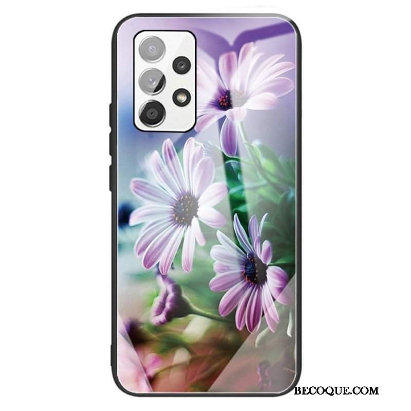 Etui do Samsung Galaxy A13 Kwiaty Ze Szkła Hartowanego