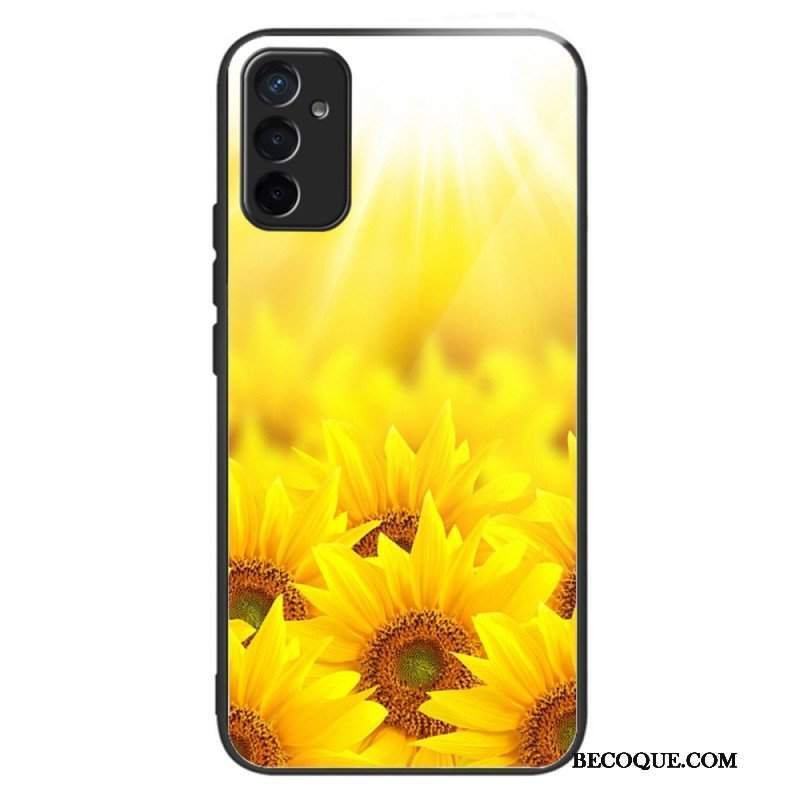 Etui do Samsung Galaxy M13 Słoneczniki Ze Szkła Hartowanego