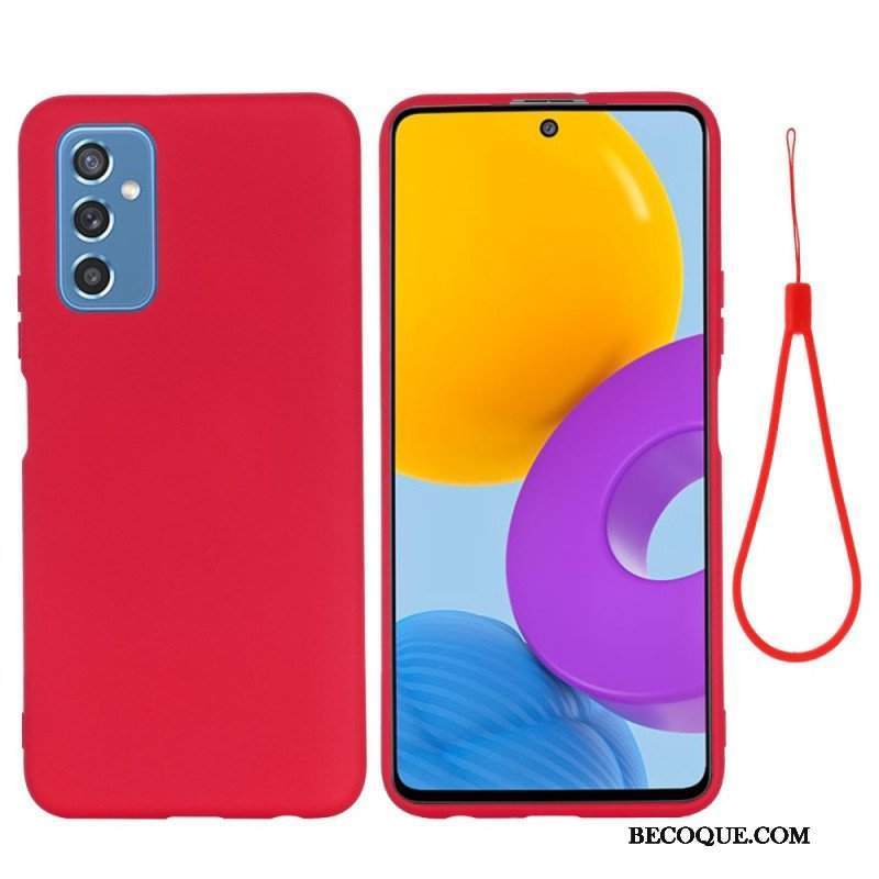 Etui do Samsung Galaxy M52 5G z Łańcuch Płynny Silikon W Paski