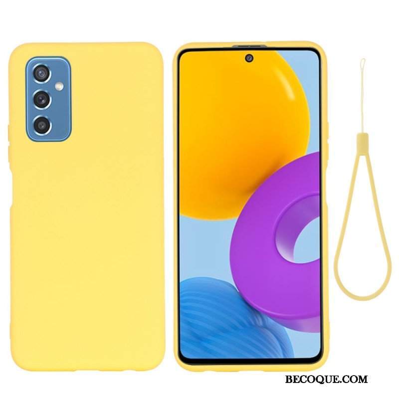 Etui do Samsung Galaxy M52 5G z Łańcuch Płynny Silikon W Paski