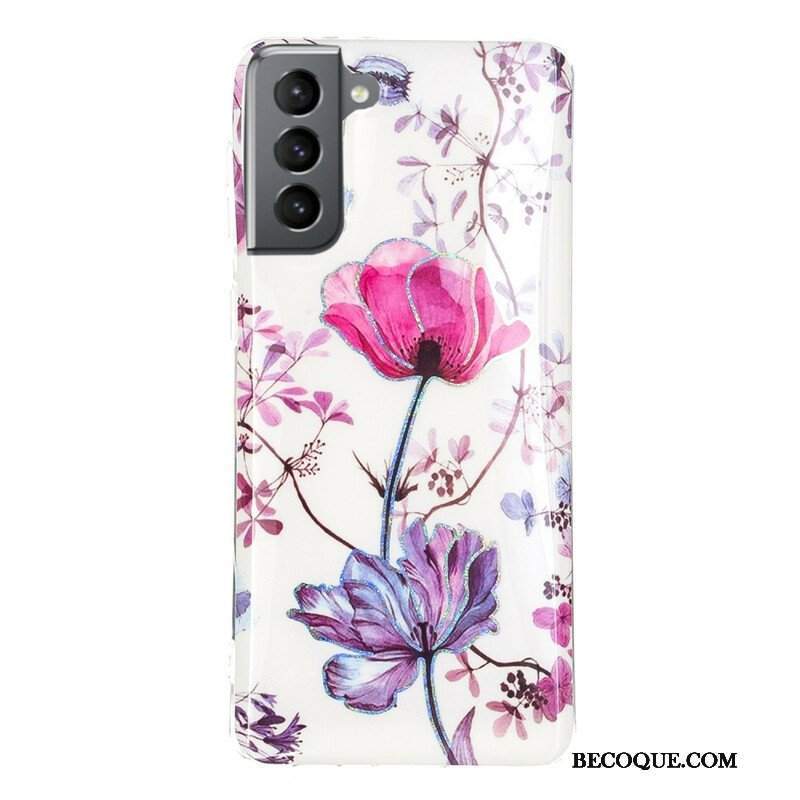Etui do Samsung Galaxy S21 FE Marmurkowe Kwiaty