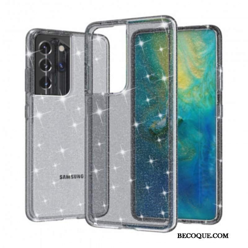 Etui do Samsung Galaxy S21 Ultra 5G Przezroczyste Cekiny