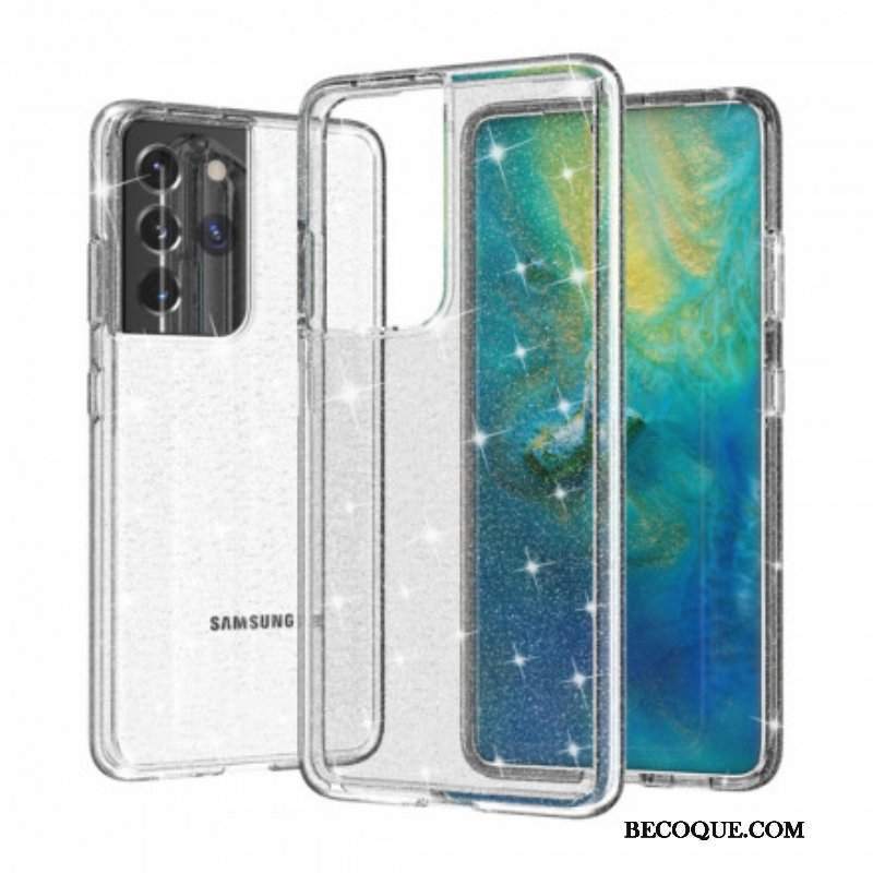 Etui do Samsung Galaxy S21 Ultra 5G Przezroczyste Cekiny