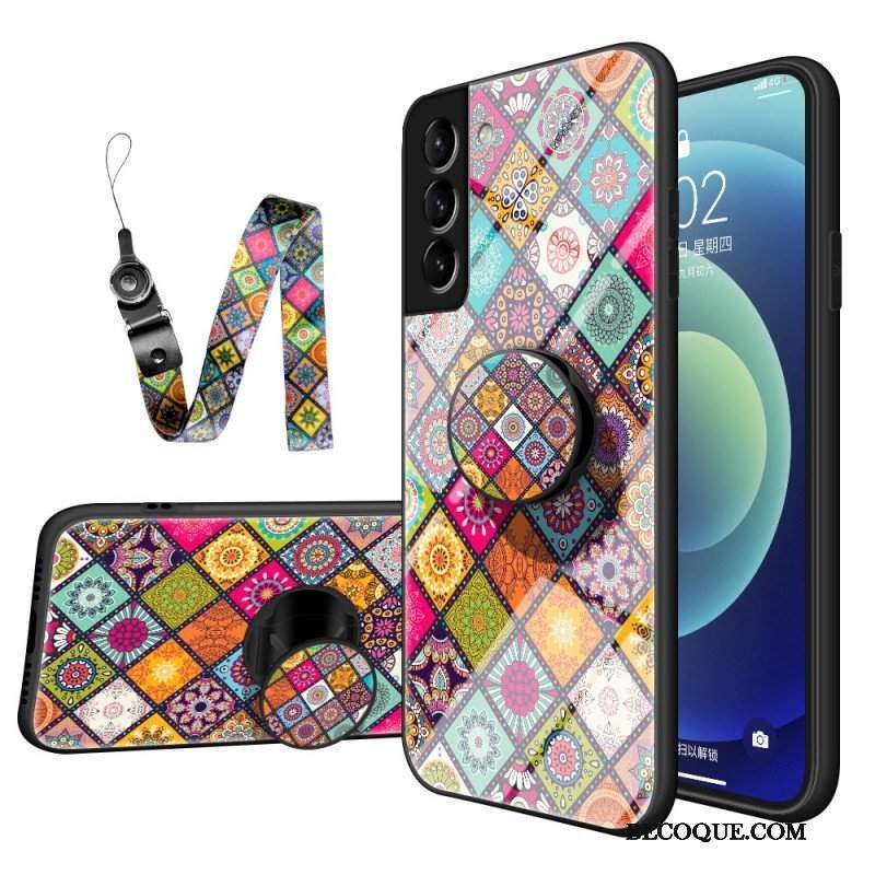 Etui do Samsung Galaxy S22 5G Patchworkowy Uchwyt Magnetyczny