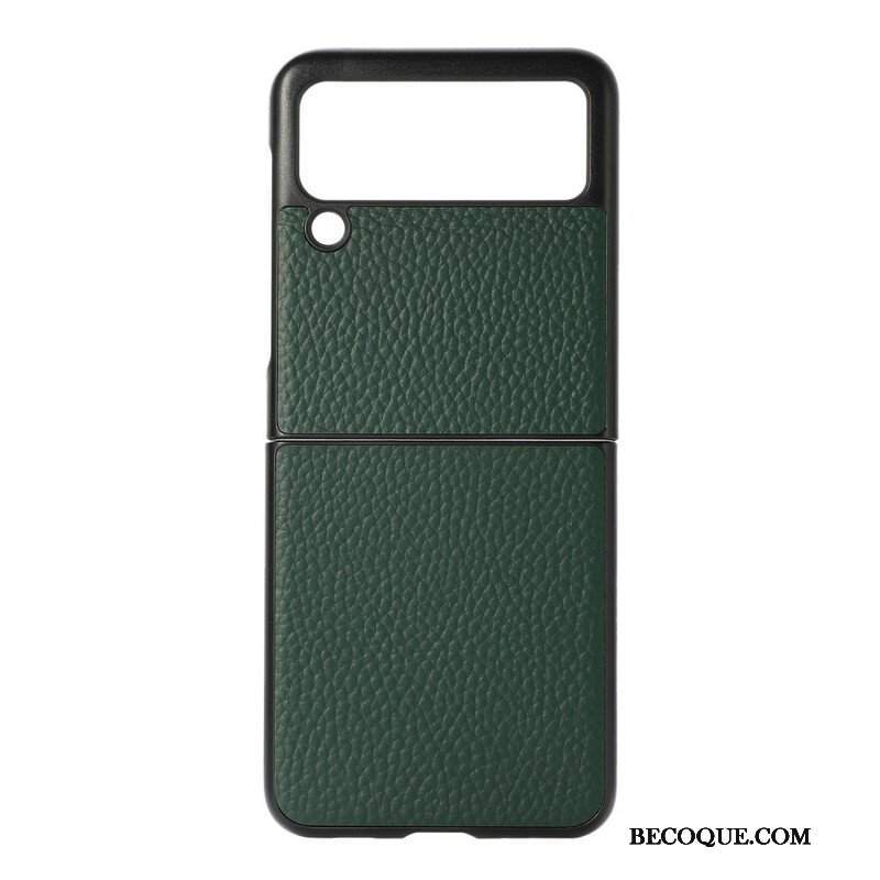 Etui do Samsung Galaxy Z Flip 3 5G Etui Folio Oryginalna Skóra W Kolorze Liczi