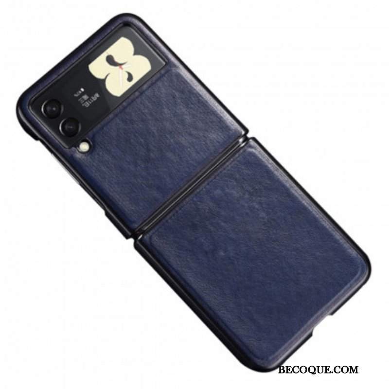 Etui do Samsung Galaxy Z Flip 3 5G Etui Folio Przeszycia Z Efektem Skóry