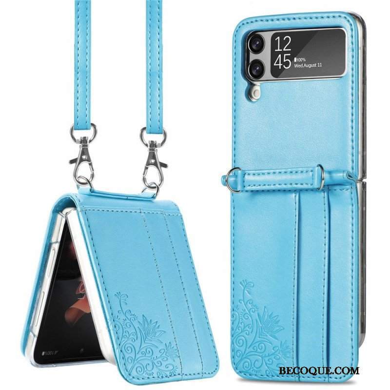 Etui do Samsung Galaxy Z Flip 4 Etui Folio Pasek Na Ramię Kwiaty