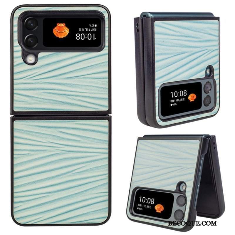 Etui do Samsung Galaxy Z Flip 4 Etui Folio Prawdziwej Skóry Falista Tekstura