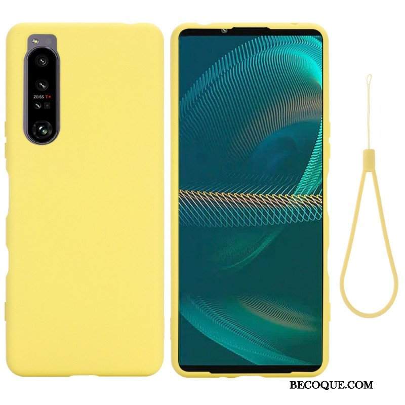 Etui do Sony Xperia 1 IV z Łańcuch Płynny Silikon W Paski