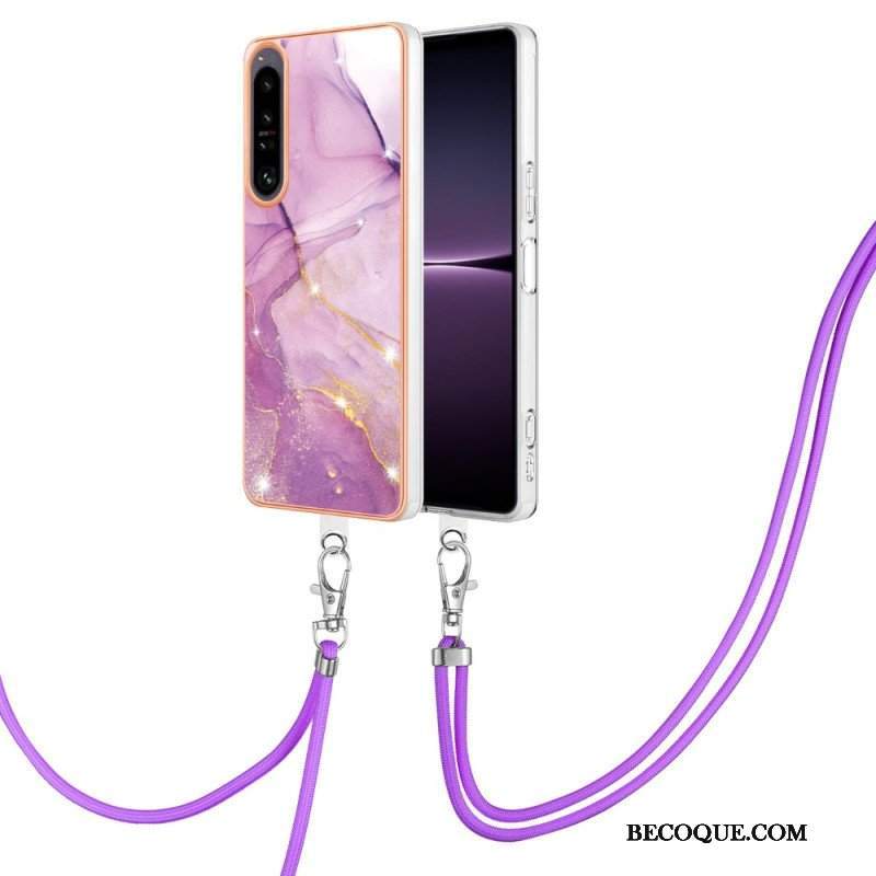 Etui do Sony Xperia 1 IV ze Sznurkiem Z Marmurowym Sznurkiem