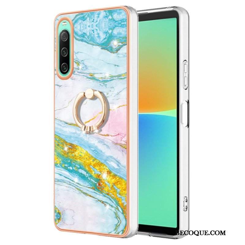 Etui do Sony Xperia 10 IV Marmur Ze Wspornikiem Pierścienia